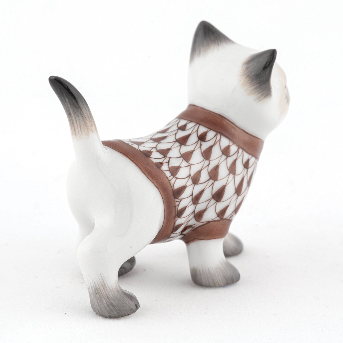 Herend Sweater Kitty Figurine – Chocolate, alternate view