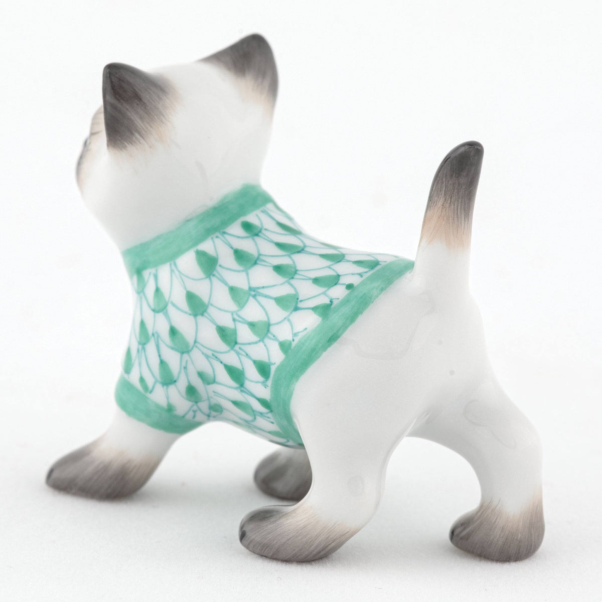 Herend Sweater Kitty Figurine – Green, alternate view