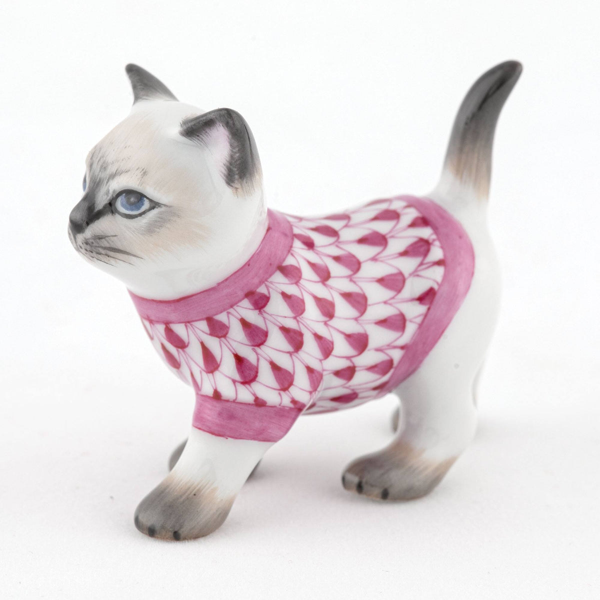 Herend Sweater Kitty Figurine – Raspberry, alternate view