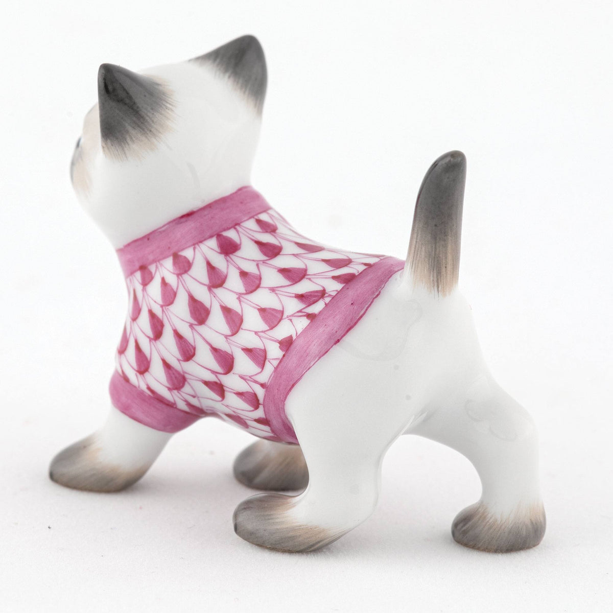 Herend Sweater Kitty Figurine – Raspberry, alternate view