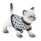 Hand-painted Herend Sweater Kitty Figurine in Black fishnet porcelain on a white background
