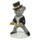 Hand-painted Herend Tap Dance Bear Figurine in fine porcelain, 2in L X 3in H, on a white background