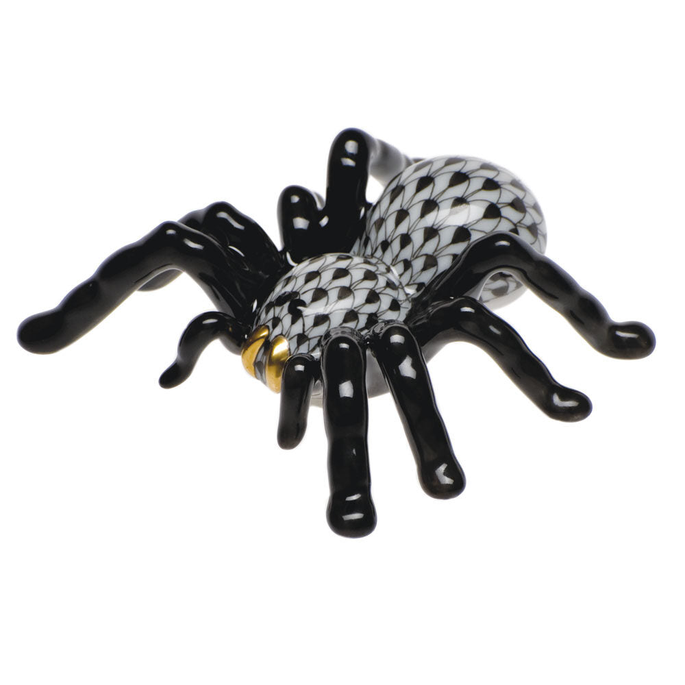 Hand-painted Herend Tarantula Figurine in fine porcelain, 2.75in L X 2.75in W, on a white background
