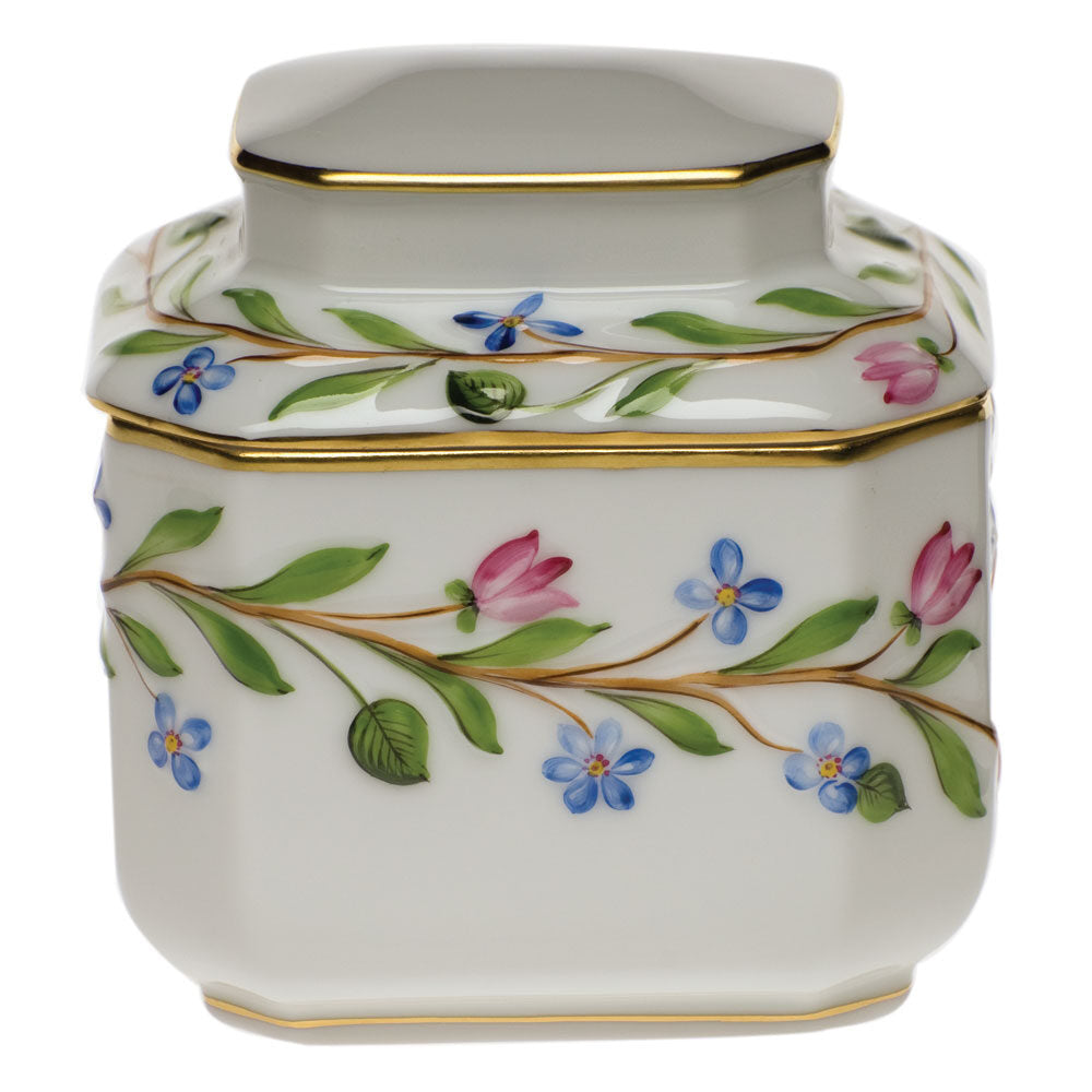 Hand-painted Herend Tea Caddy Garnishment in fine porcelain, 3.75in H, on a white background