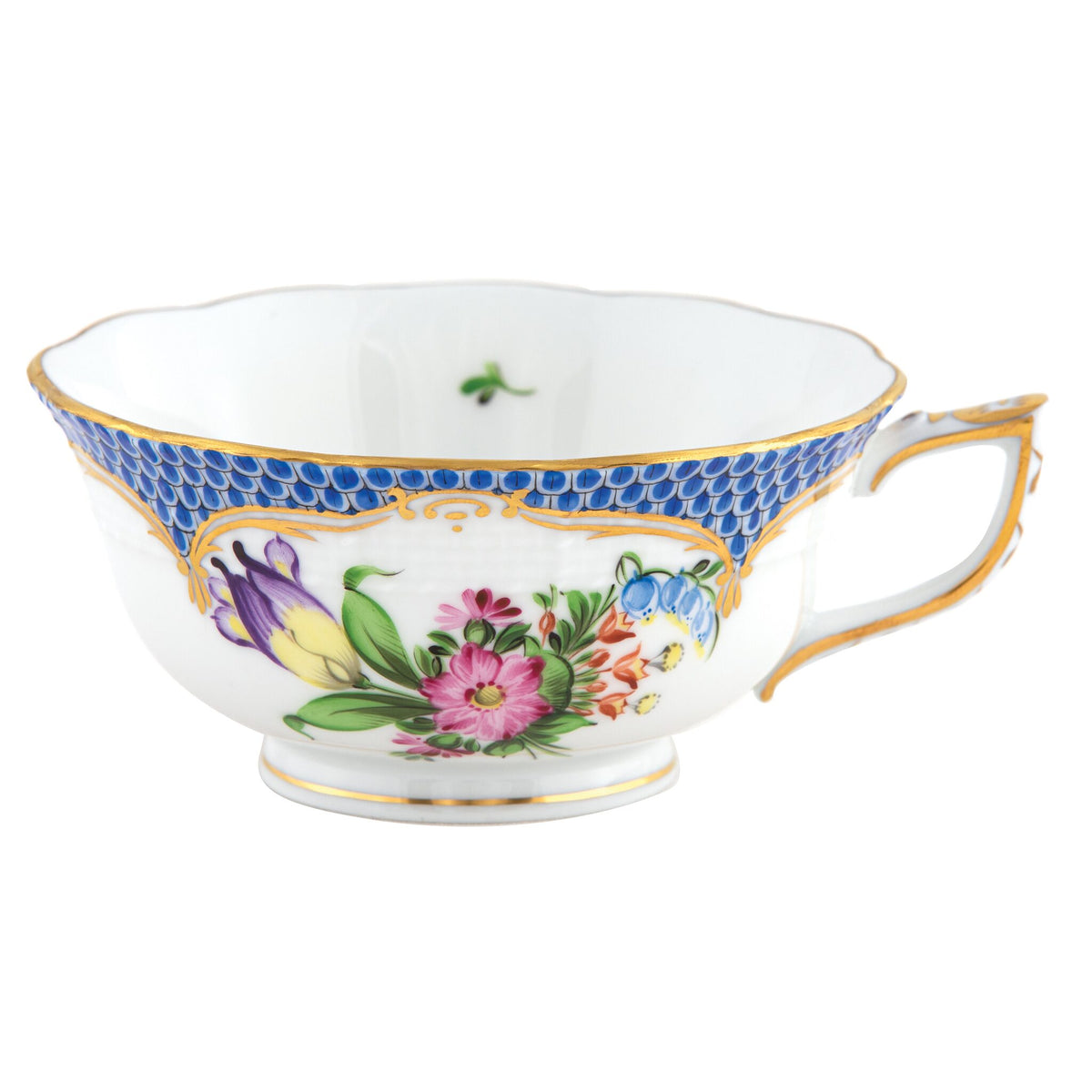 Herend Printemps Blue Border Tea Cup Cup & Saucer Set, alternate view
