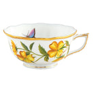 Hand-painted Herend Tea Cup Cup & Saucer Set in Multicolor (7) fishnet porcelain on a white background