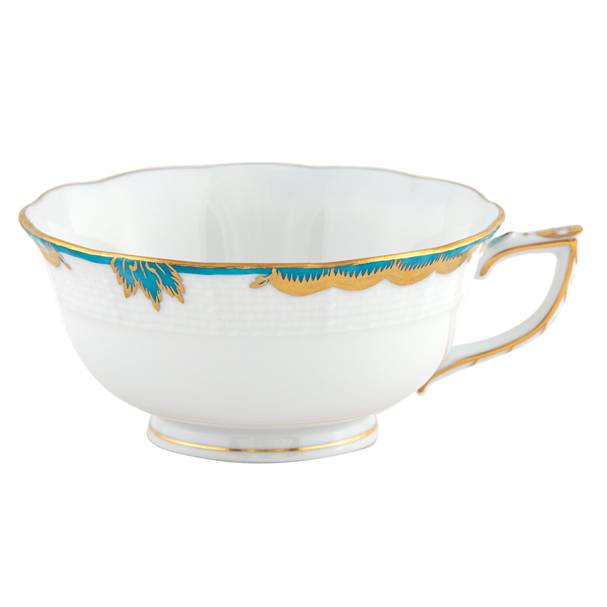 Hand-painted Herend Tea Cup Cup & Saucer Set in fine porcelain, on a white background