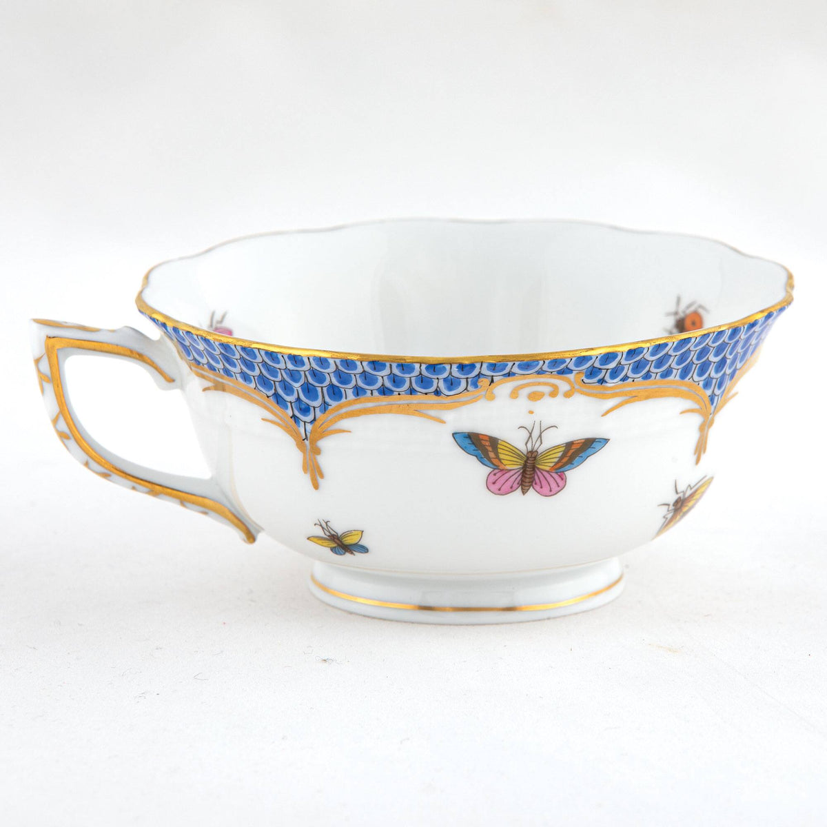 Herend Rothschild Bird Blue Border Tea Cup Cup & Saucer Set, alternate view
