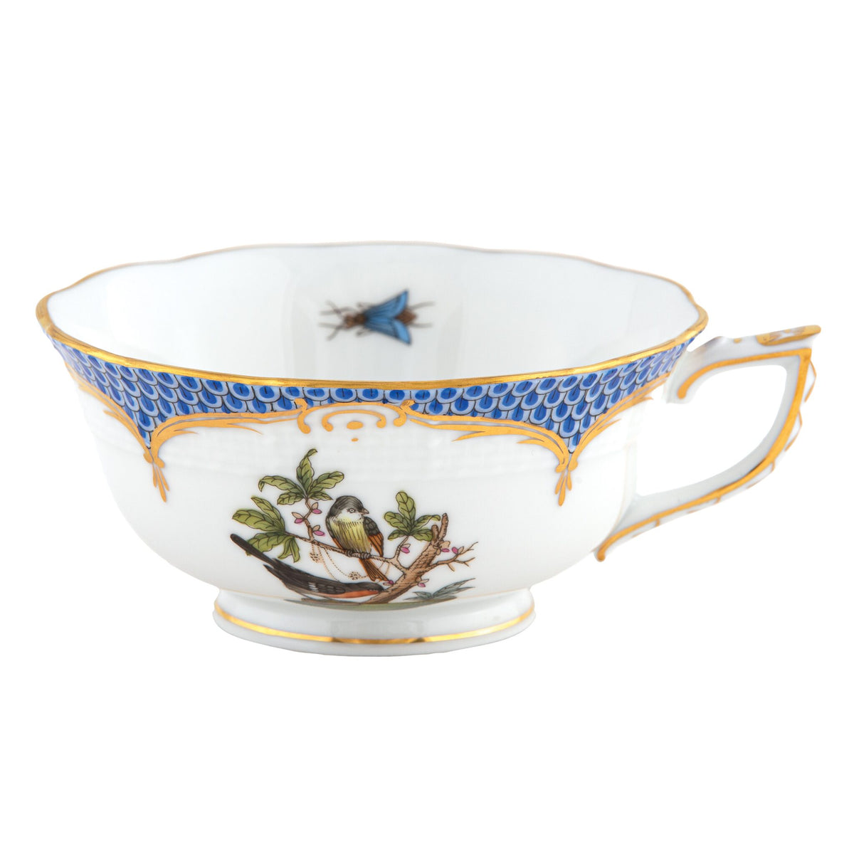 Herend Rothschild Bird Blue Border Tea Cup Cup & Saucer Set, alternate view