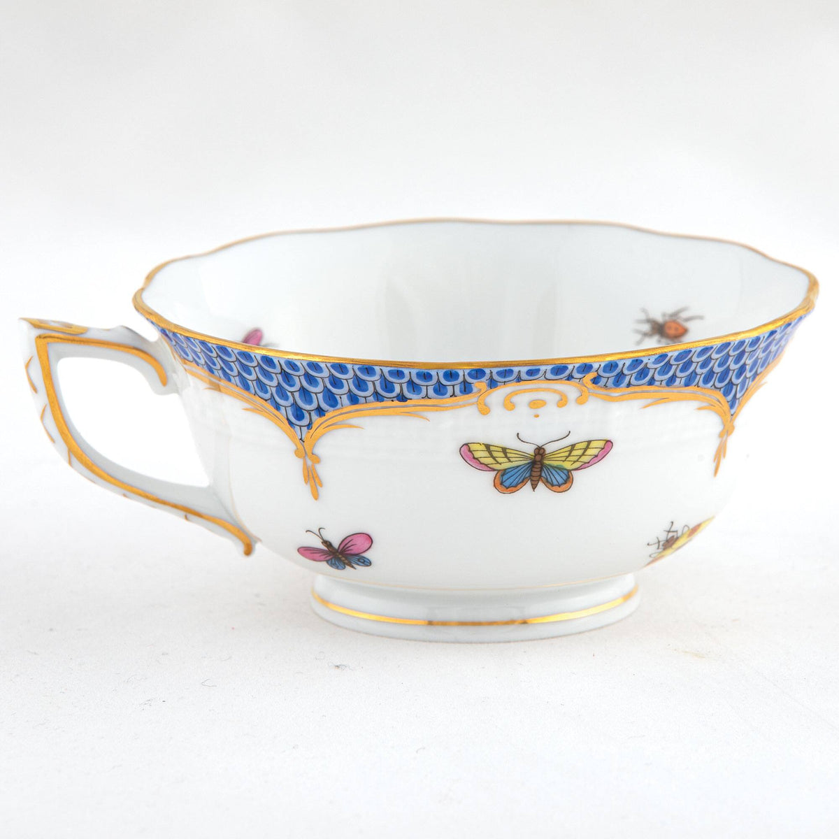 Herend Rothschild Bird Blue Border Tea Cup Cup & Saucer Set, alternate view