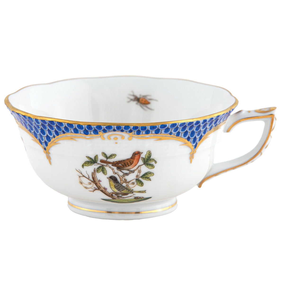 Herend Rothschild Bird Blue Border Tea Cup Cup & Saucer Set, alternate view