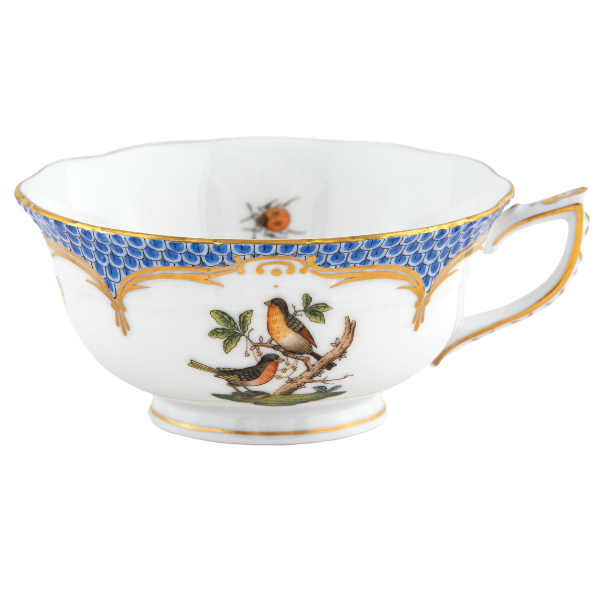Herend Rothschild Bird Blue Border Tea Cup Cup & Saucer Set, alternate view