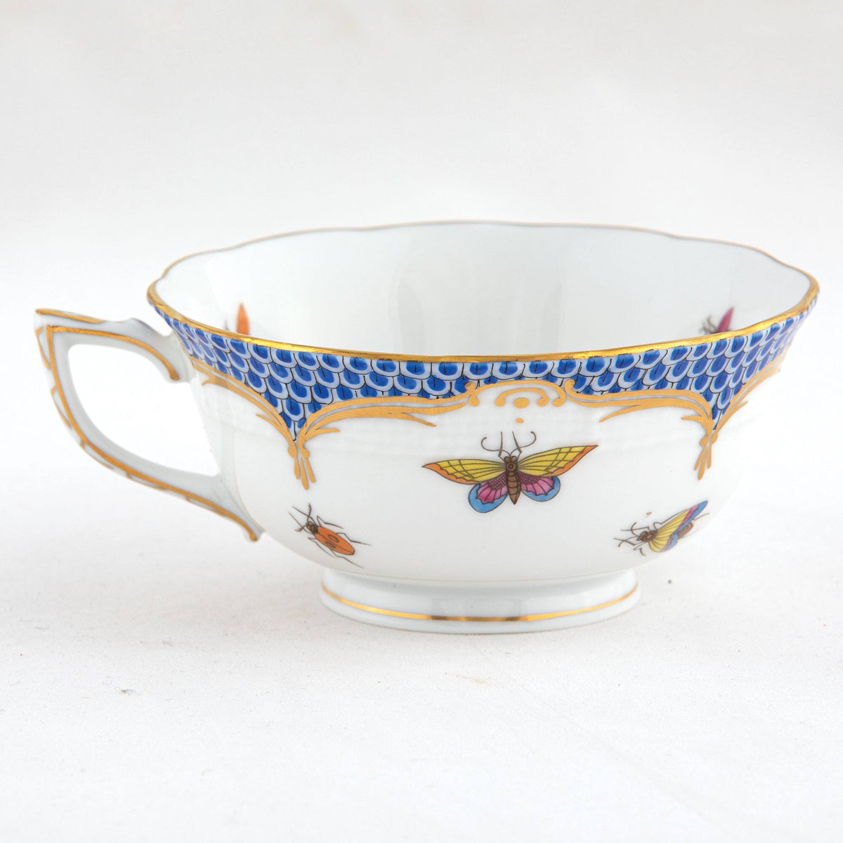 Herend Rothschild Bird Blue Border Tea Cup Cup & Saucer Set, alternate view