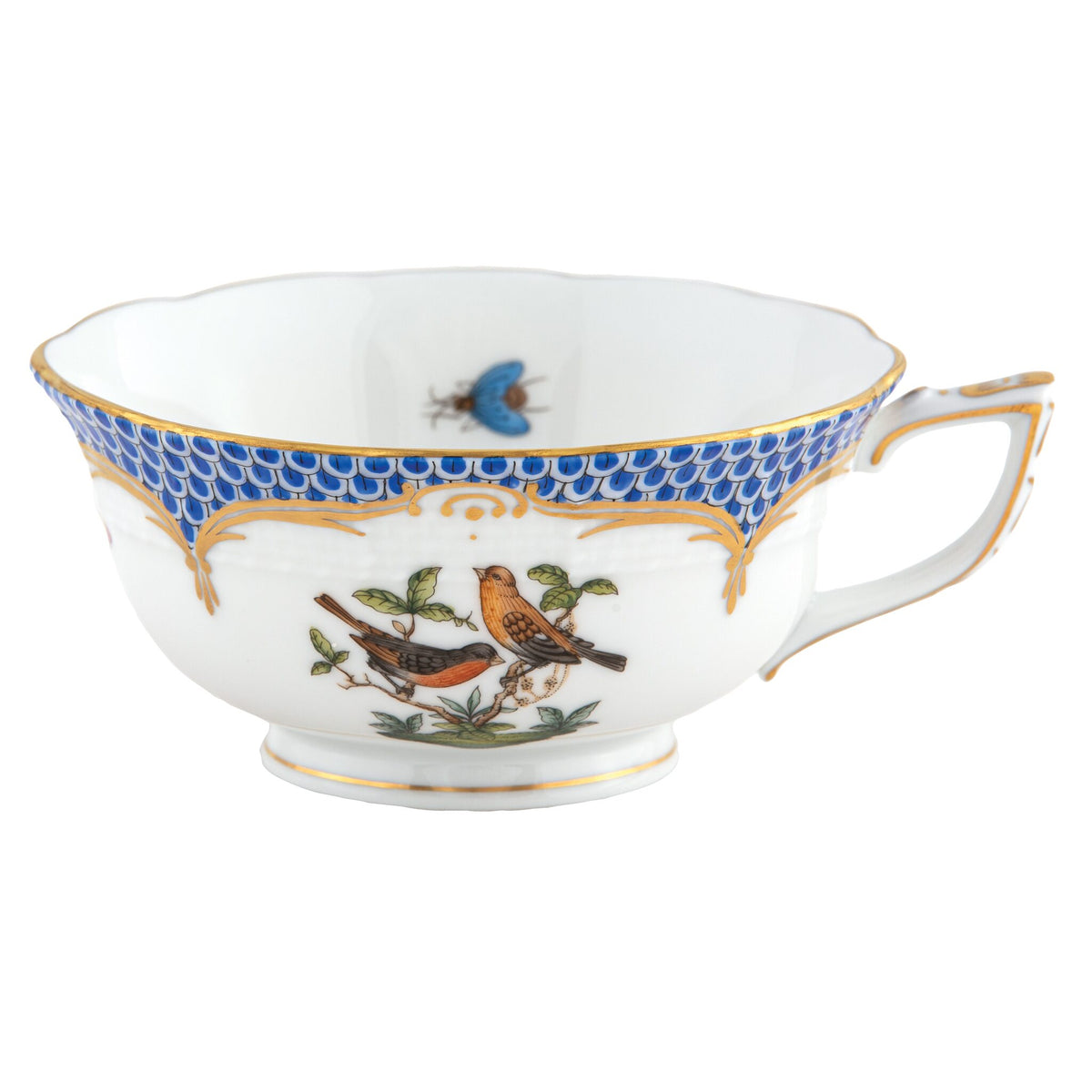 Herend Rothschild Bird Blue Border Tea Cup Cup & Saucer Set, alternate view