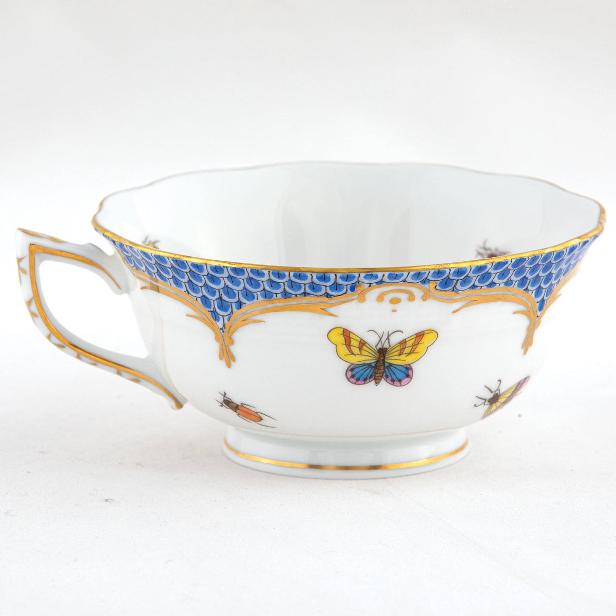 Herend Rothschild Bird Blue Border Tea Cup Cup & Saucer Set, alternate view