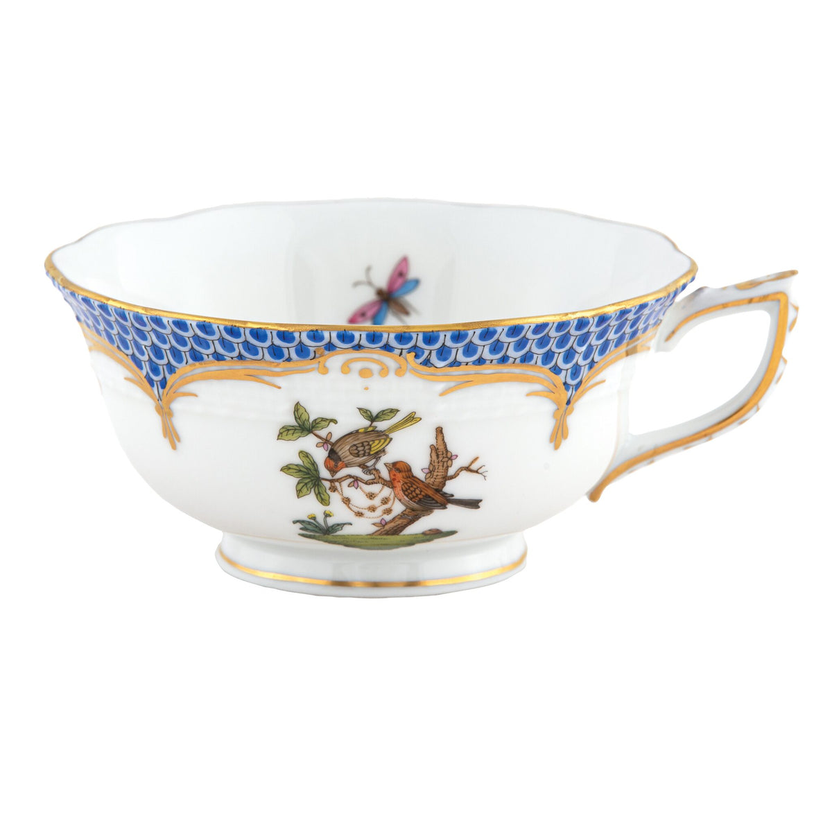 Herend Rothschild Bird Blue Border Tea Cup Cup & Saucer Set, alternate view