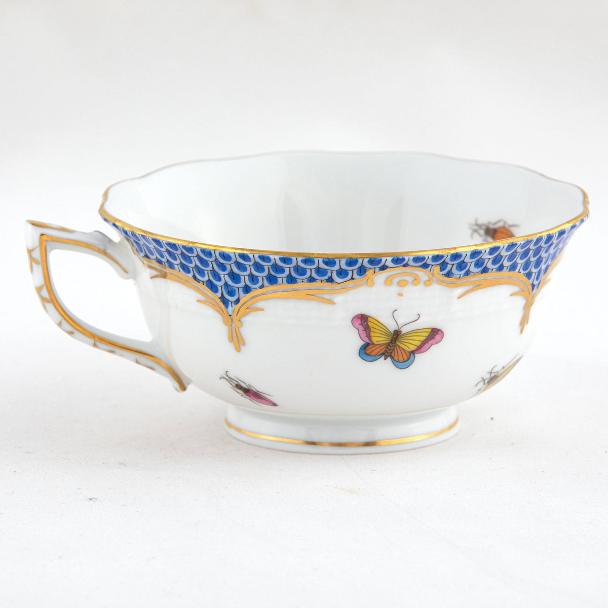 Herend Rothschild Bird Blue Border Tea Cup Cup & Saucer Set, alternate view