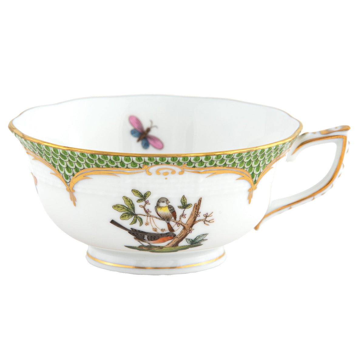Herend Rothschild Bird Green Border Tea Cup Cup & Saucer Set, alternate view