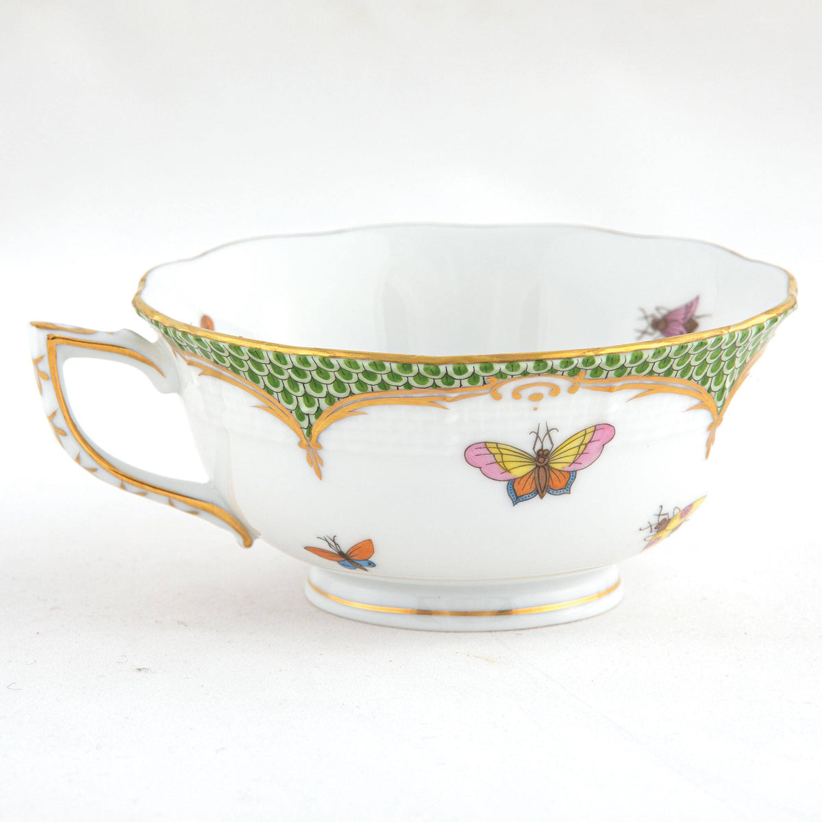Herend Rothschild Bird Green Border Tea Cup Cup & Saucer Set, alternate view