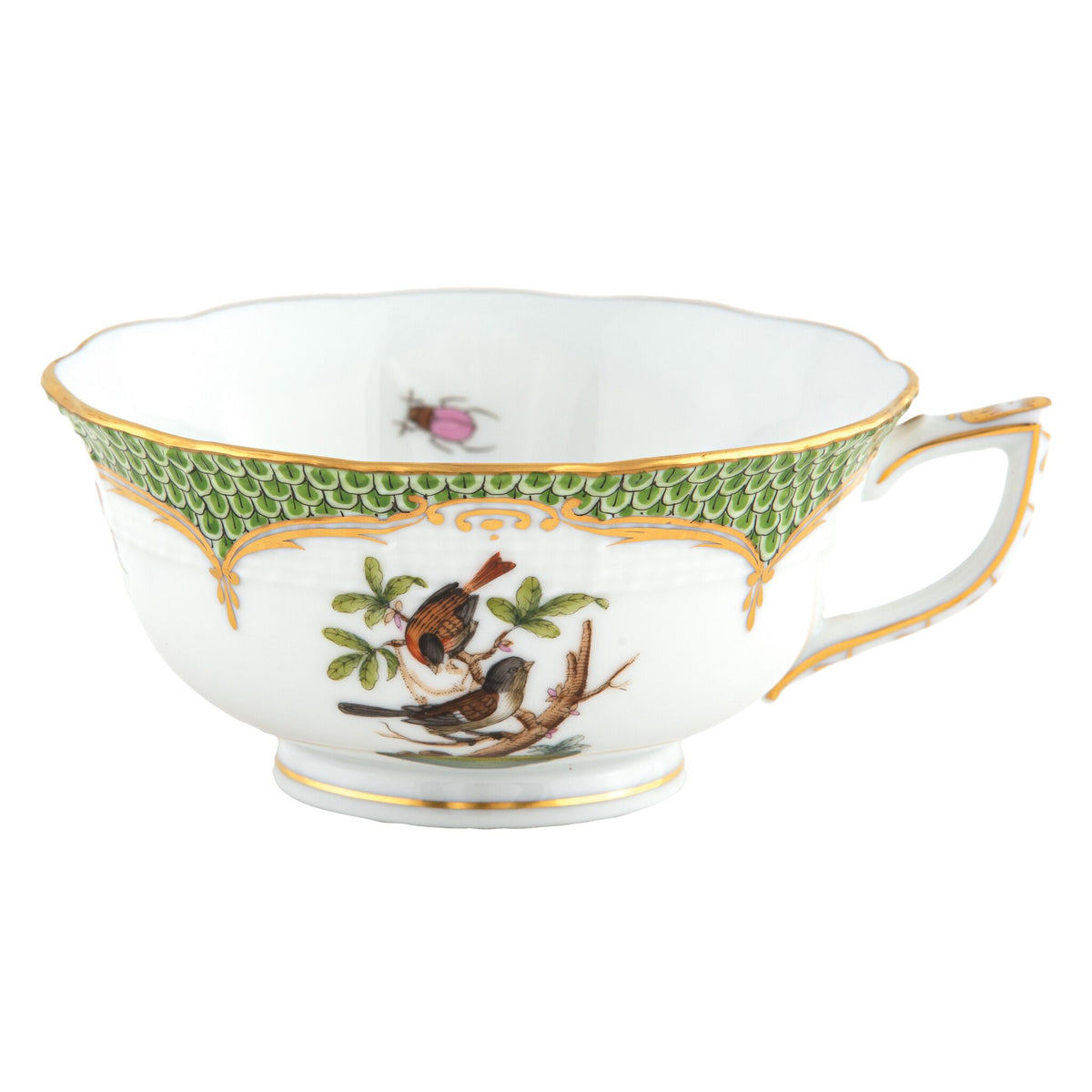 Herend Rothschild Bird Green Border Tea Cup Cup & Saucer Set, alternate view