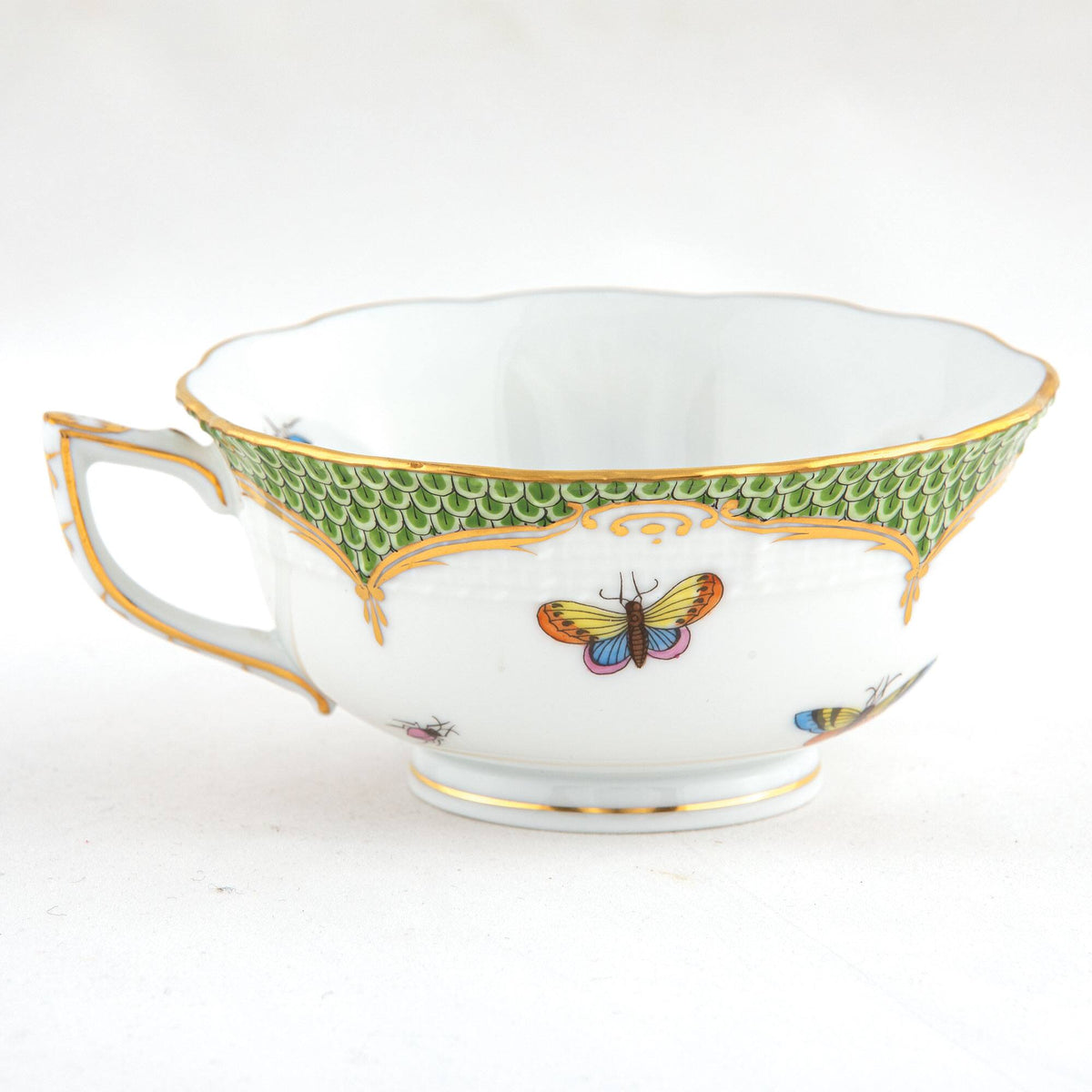 Herend Rothschild Bird Green Border Tea Cup Cup & Saucer Set, alternate view