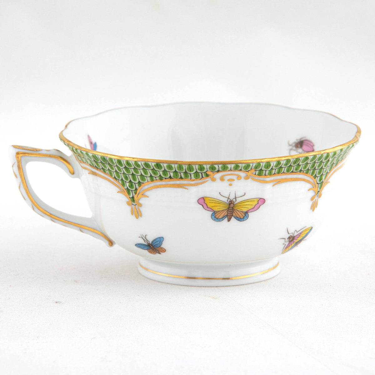 Herend Rothschild Bird Green Border Tea Cup Cup & Saucer Set, alternate view