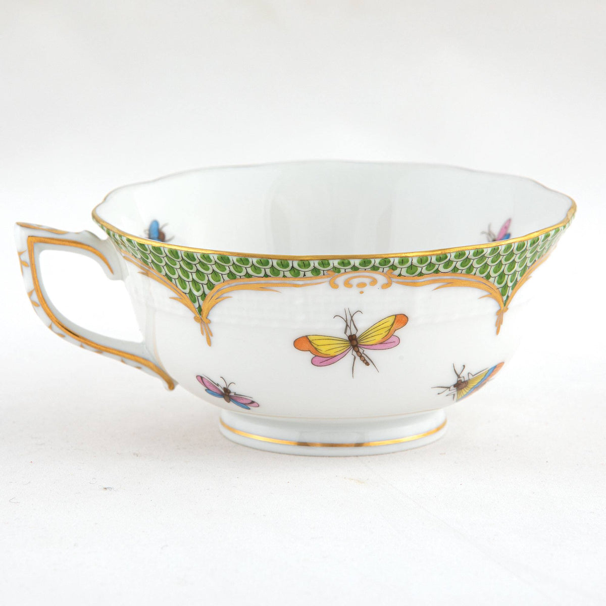 Herend Rothschild Bird Green Border Tea Cup Cup & Saucer Set, alternate view