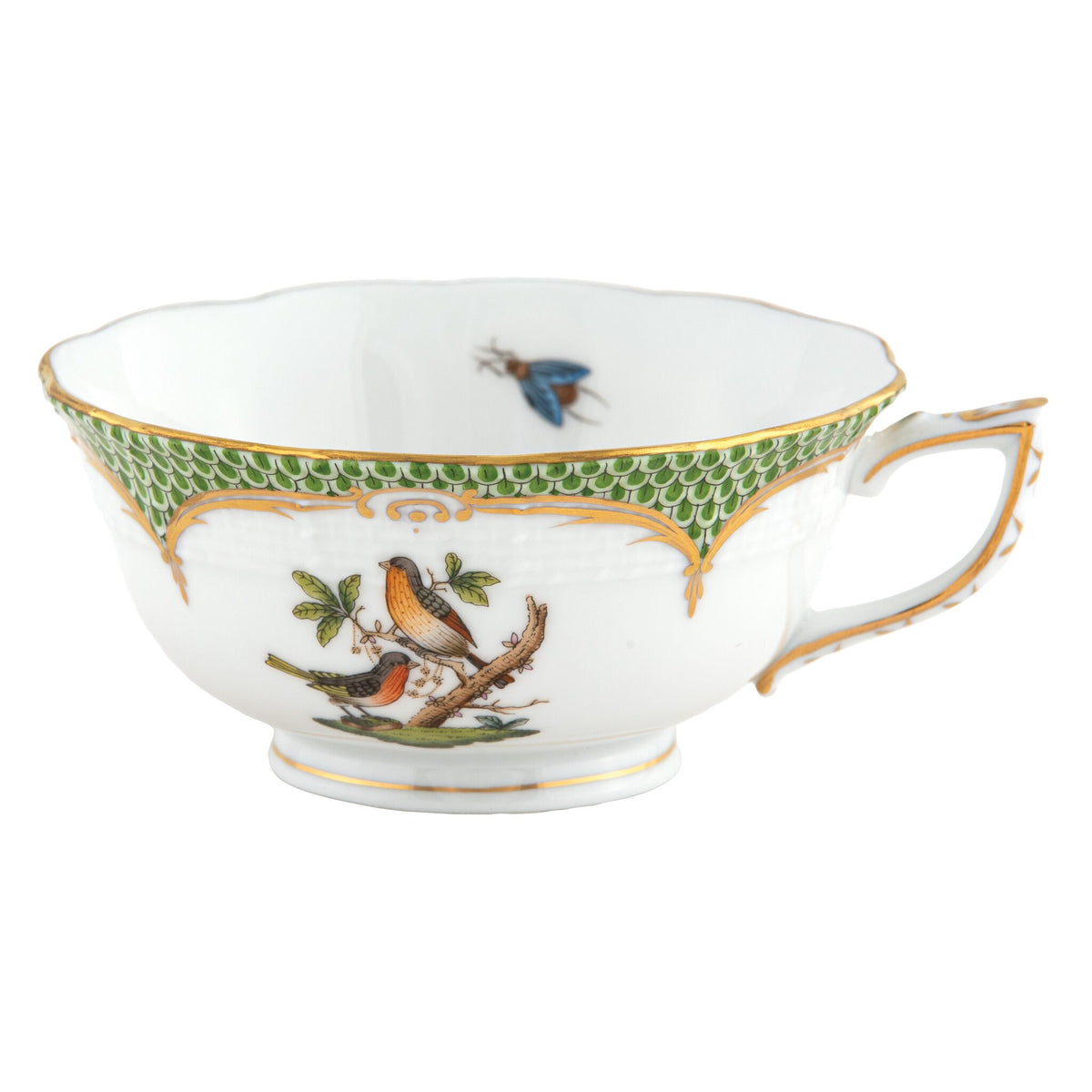 Herend Rothschild Bird Green Border Tea Cup Cup & Saucer Set, alternate view