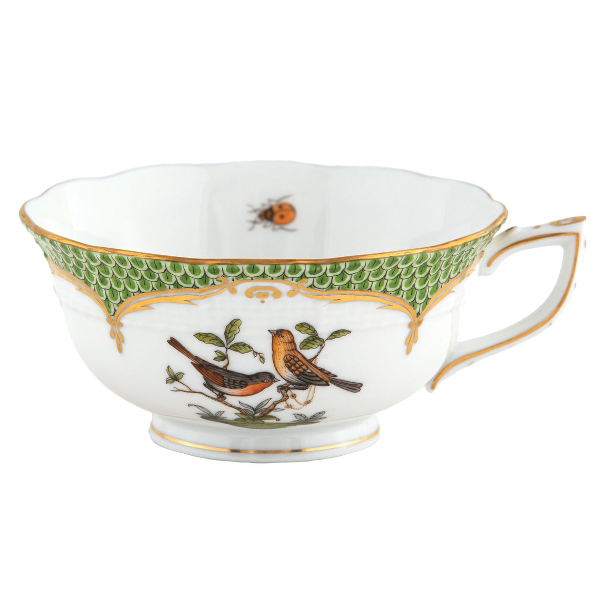 Herend Rothschild Bird Green Border Tea Cup Cup & Saucer Set, alternate view