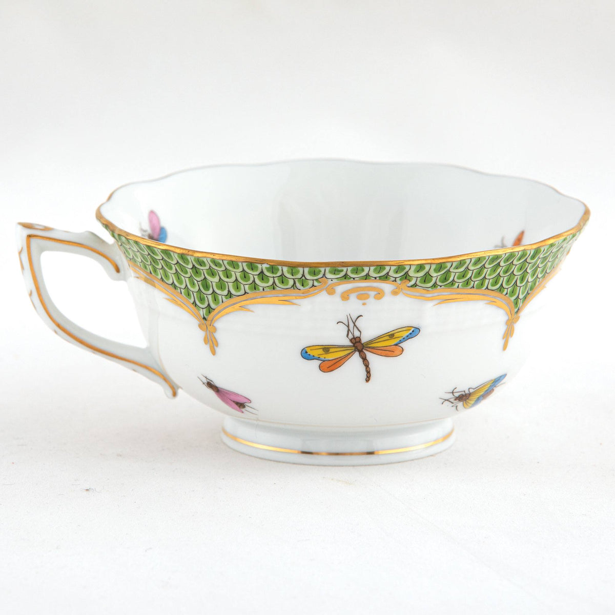 Herend Rothschild Bird Green Border Tea Cup Cup & Saucer Set, alternate view