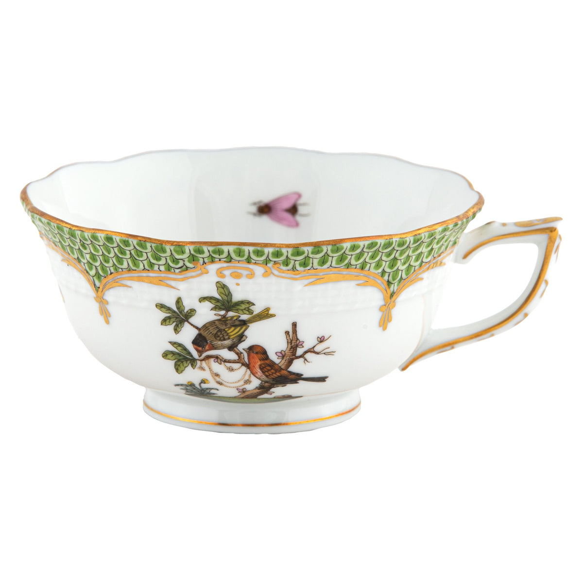 Herend Rothschild Bird Green Border Tea Cup Cup & Saucer Set, alternate view