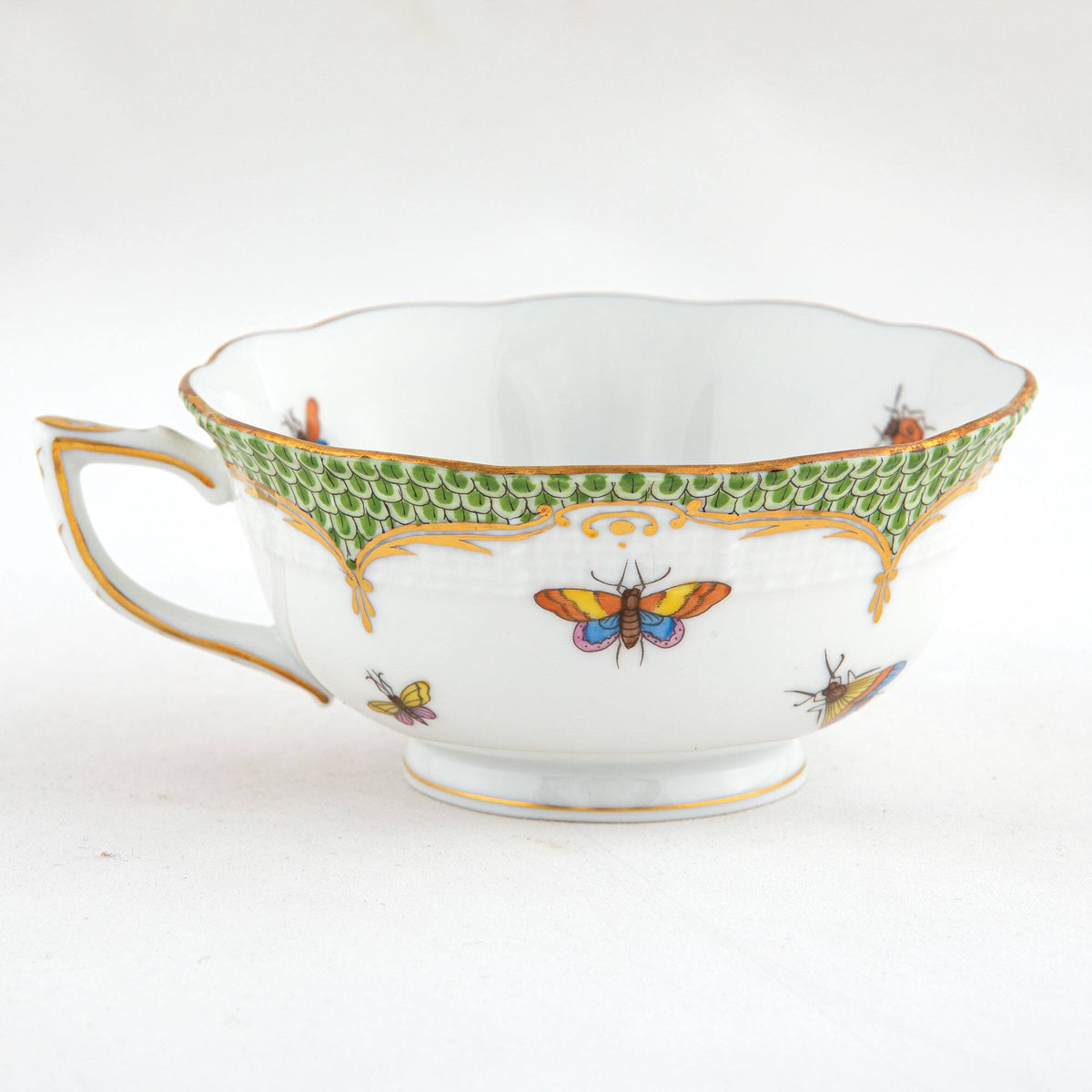 Herend Rothschild Bird Green Border Tea Cup Cup & Saucer Set, alternate view