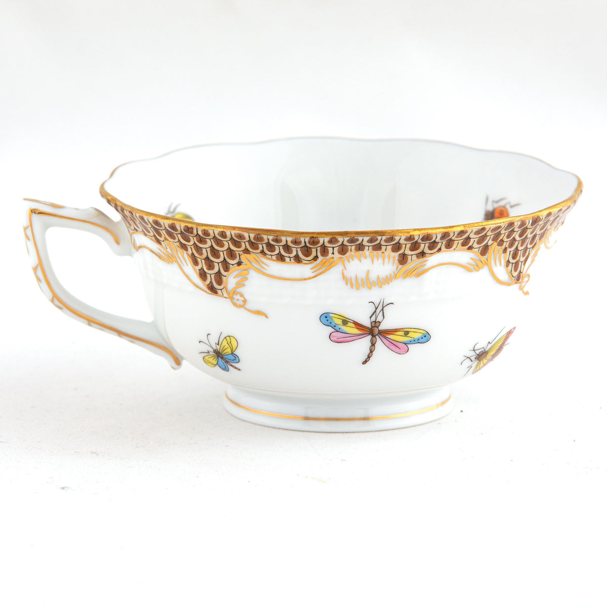 Herend Rothschild Bird Brown Border Tea Cup Cup & Saucer Set, alternate view
