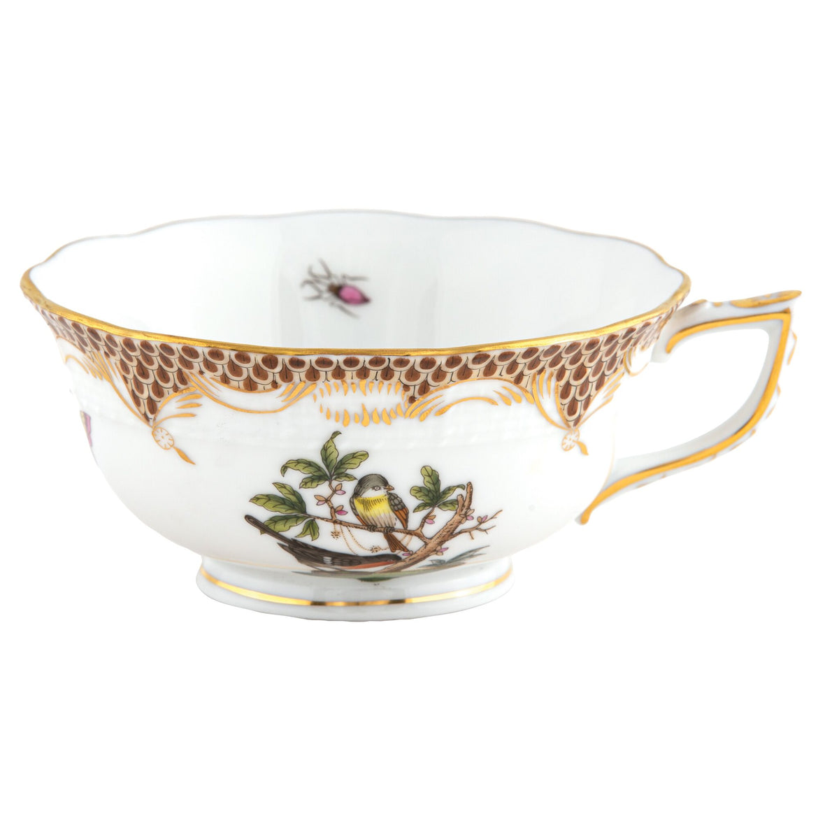 Herend Rothschild Bird Brown Border Tea Cup Cup & Saucer Set, alternate view