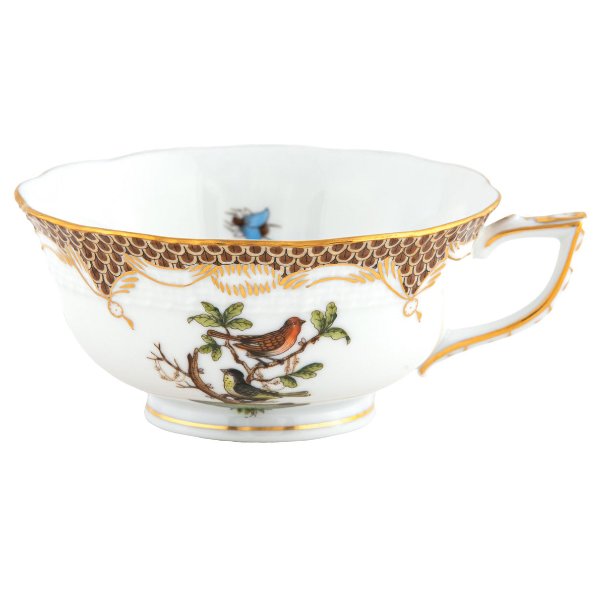 Herend Rothschild Bird Brown Border Tea Cup Cup & Saucer Set, alternate view