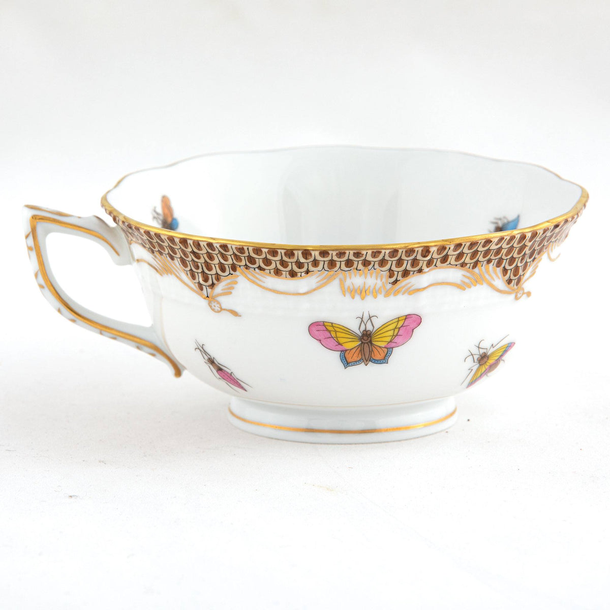 Herend Rothschild Bird Brown Border Tea Cup Cup & Saucer Set, alternate view