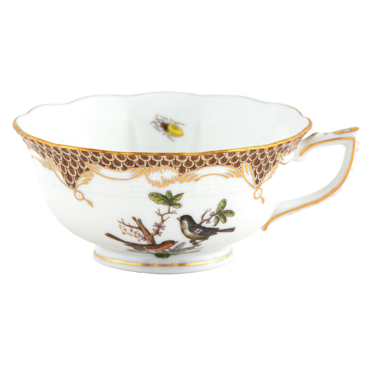 Herend Rothschild Bird Brown Border Tea Cup Cup & Saucer Set, alternate view