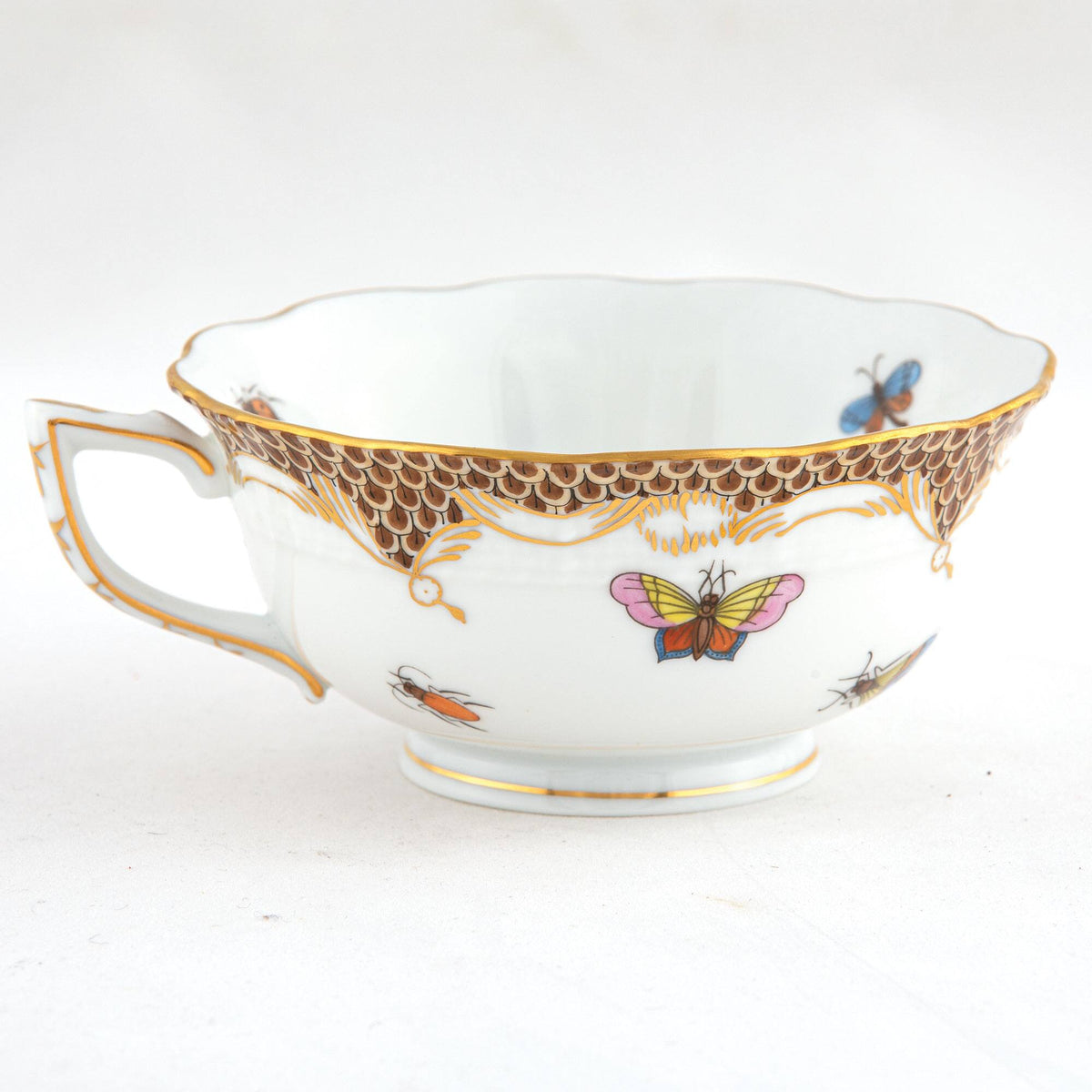 Herend Rothschild Bird Brown Border Tea Cup Cup & Saucer Set, alternate view