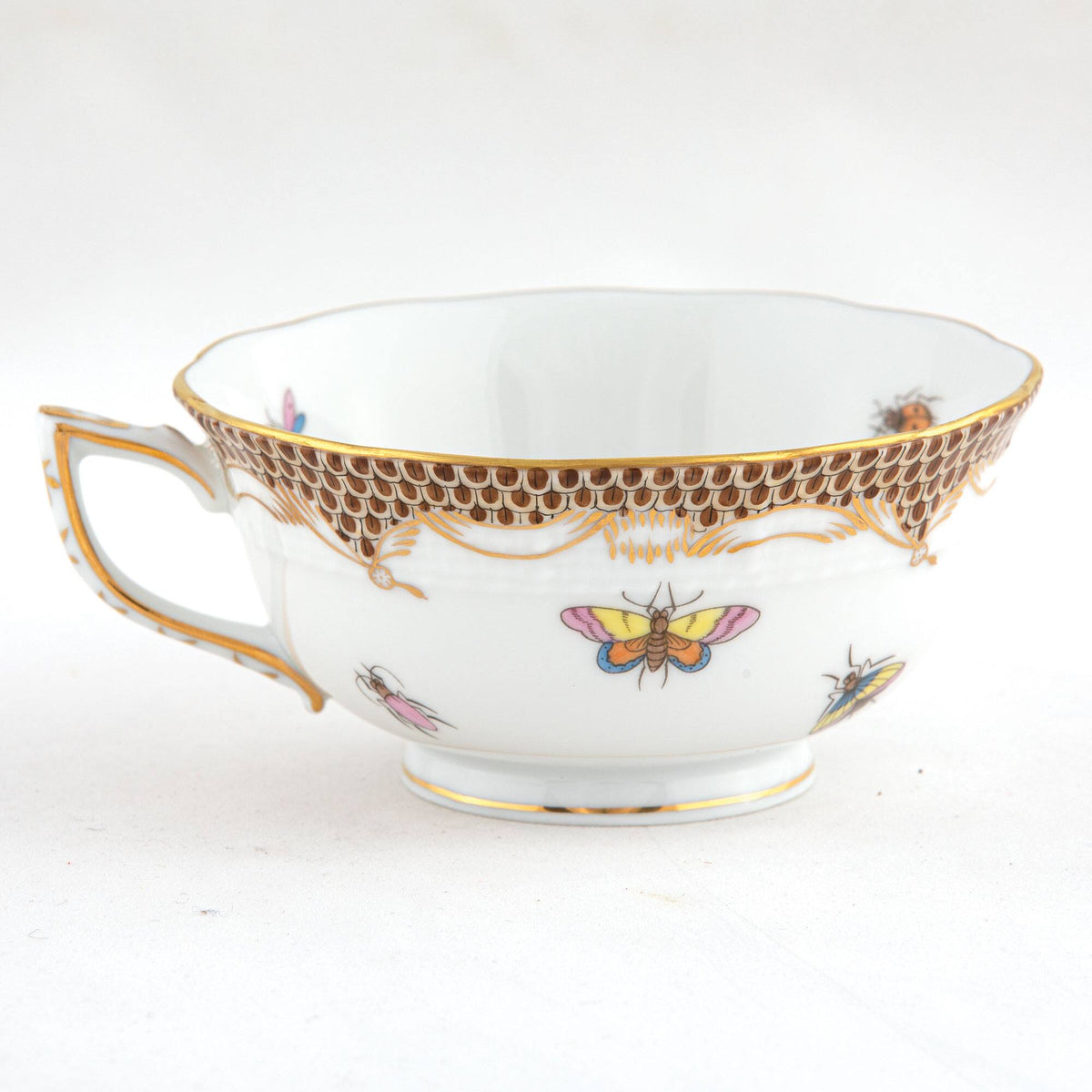Herend Rothschild Bird Brown Border Tea Cup Cup & Saucer Set, alternate view