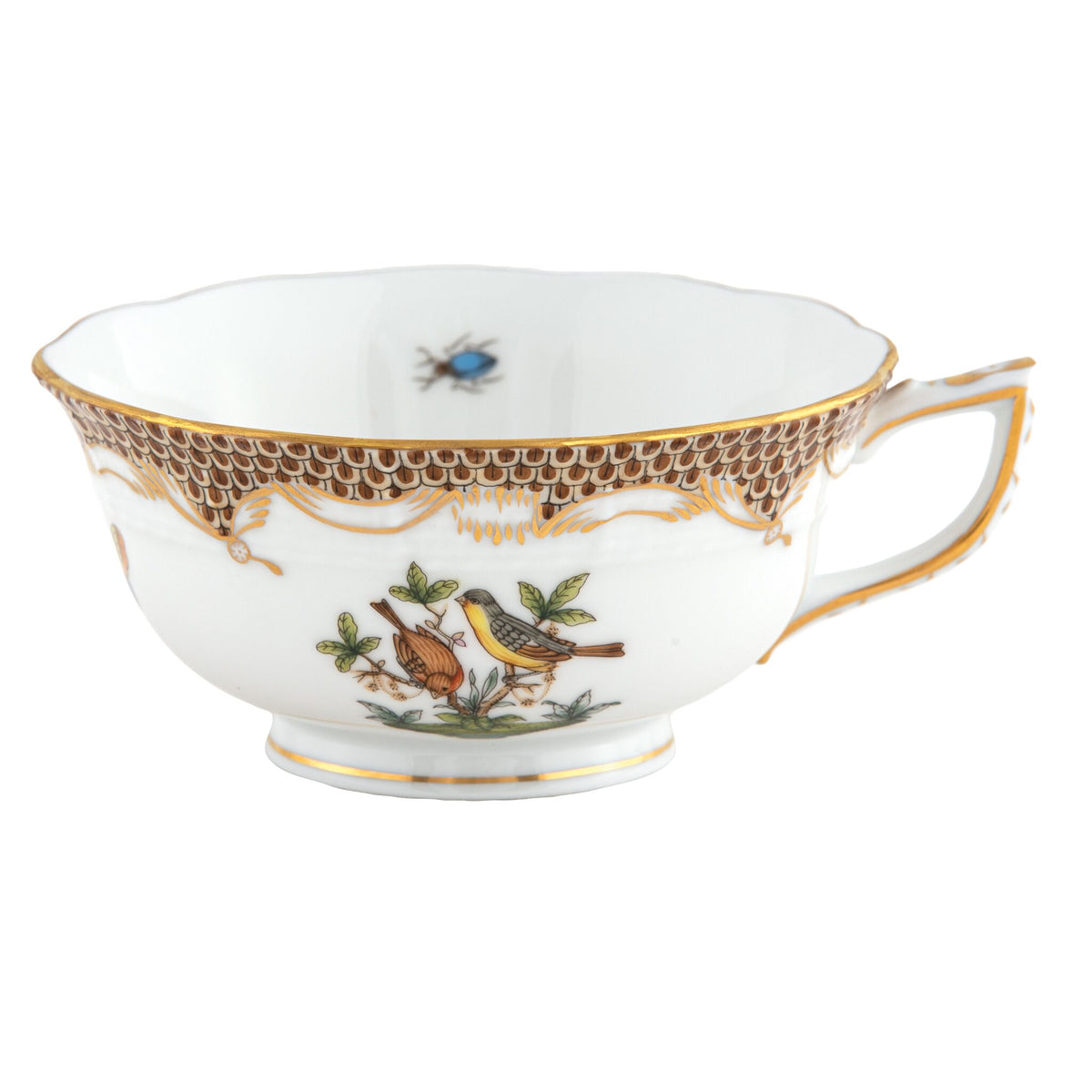 Herend Rothschild Bird Brown Border Tea Cup Cup & Saucer Set, alternate view