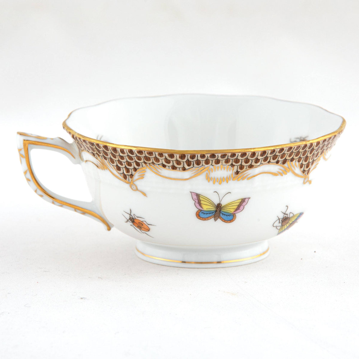 Herend Rothschild Bird Brown Border Tea Cup Cup & Saucer Set, alternate view