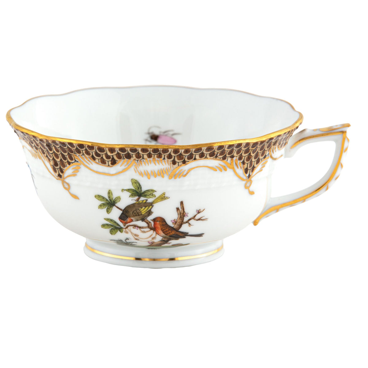 Herend Rothschild Bird Brown Border Tea Cup Cup & Saucer Set, alternate view