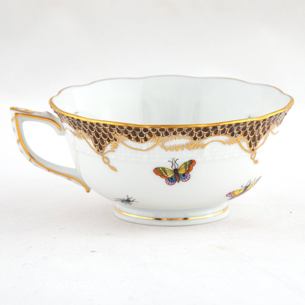 Herend Rothschild Bird Brown Border Tea Cup Cup & Saucer Set, alternate view
