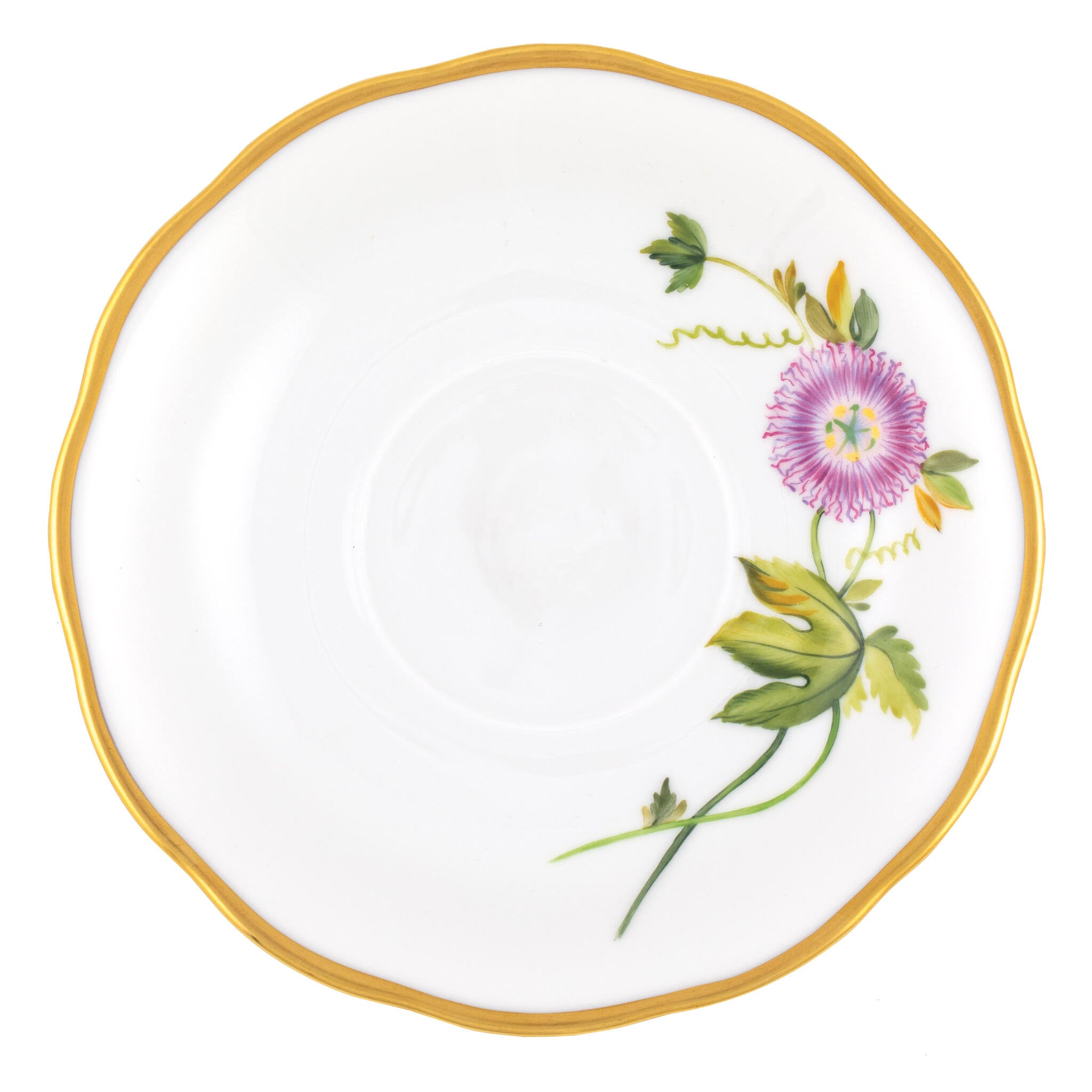 Hand-painted Herend Tea Saucer Cup & Saucer Set in Multicolor (3) fishnet porcelain on a white background
