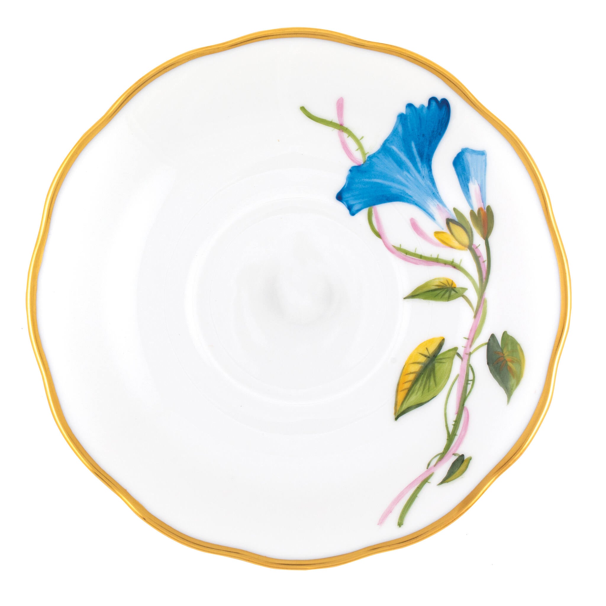 Multicolor (4) fishnet Tea Saucer Cup & Saucer Set figurine, hand-painted Herend porcelain with 24k gold accents