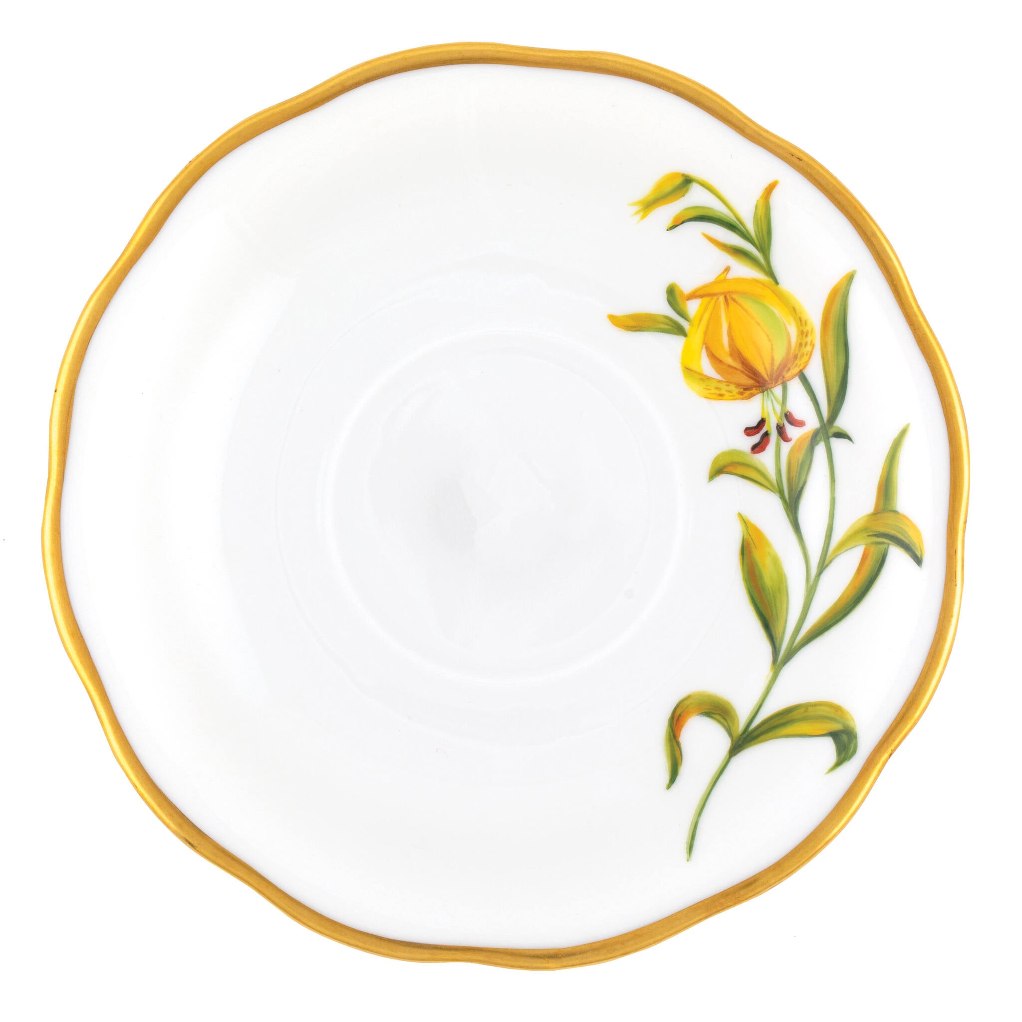 Hand-painted Herend Tea Saucer Cup & Saucer Set in Multicolor (5) fishnet porcelain on a white background