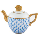 Herend Teapot Figurine porcelain figurine painted in the Blue fishnet pattern