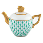 Teapot Figurine in hand-painted Green porcelain by Herend of Hungary
