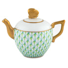 Teapot Figurine in hand-painted Key Lime porcelain by Herend of Hungary