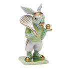 Tennis Bunny Figurine in hand-painted Key Lime porcelain by Herend of Hungary